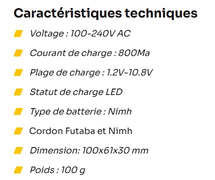 descriptif Chargeur Absima Nimh NC-1